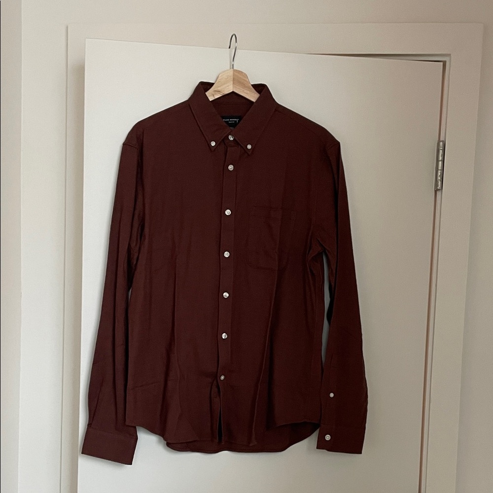 NWT Club Monaco Dark Brown Casual Button-Down Shirt